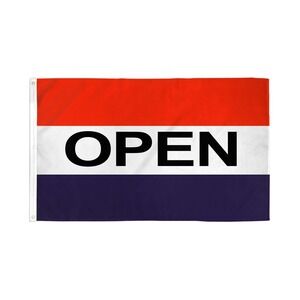 Open Sign 3x5 RWB ‎ 100D Woven Poly Nylon Flag Grommets NEW